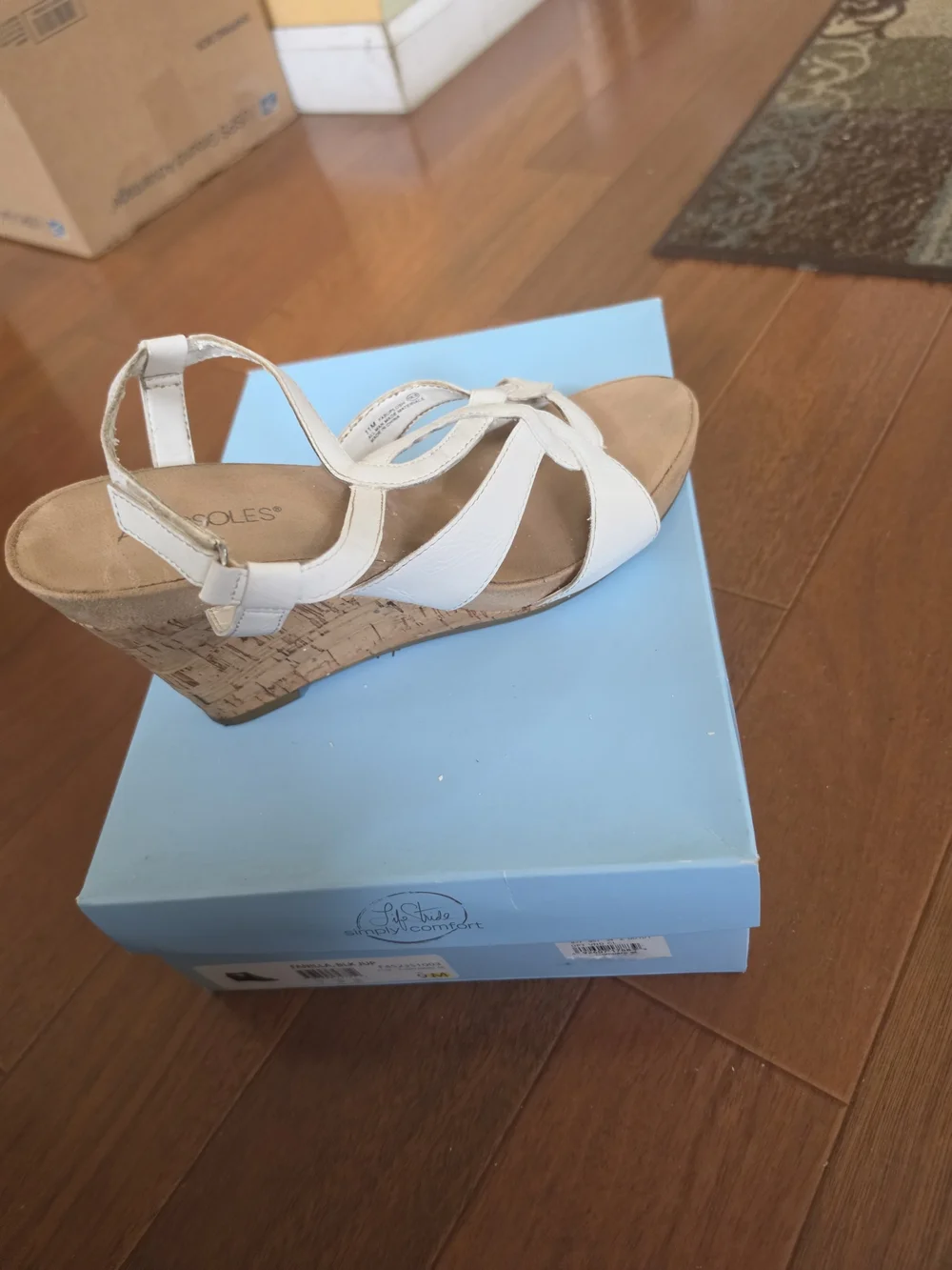 AEROSOLES White Interlaced Wedge Sandals